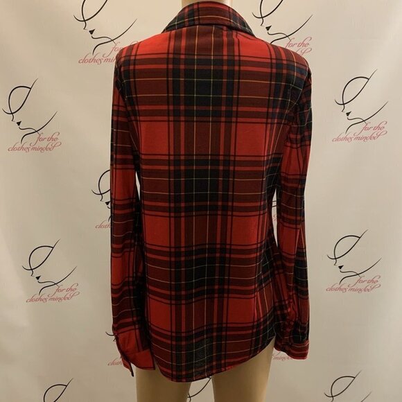 Just B. Size S-M. Lightweight Polyester Plaid 2 Pocket Long Sleeve Shirt. B53 - Picture 5 of 6